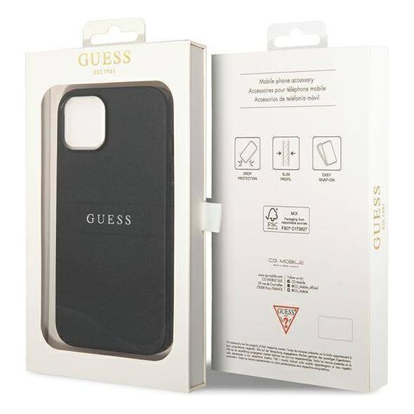 Original Case IPHONE 14 PLUS Guess Saffiano Strap black 3666339088590