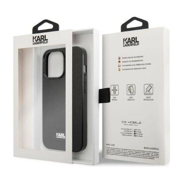Original Case IPHONE 13 PRO Karl Lagerfeld Hardcase Saffiano Plaque black 3666339048945