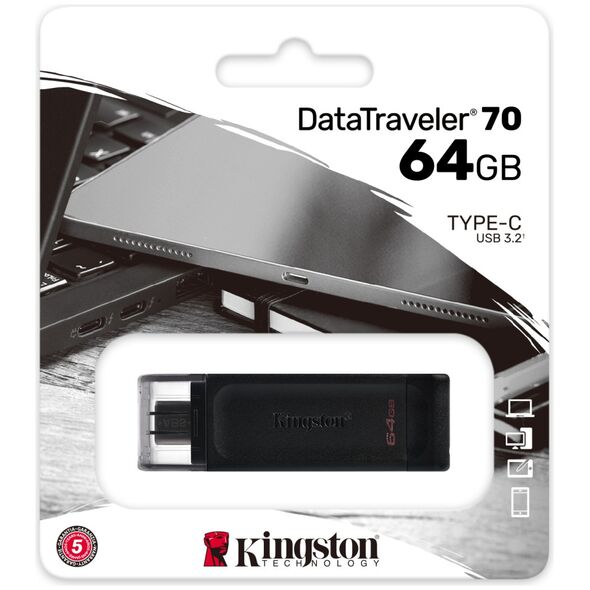 Kingston pendrive 64GB USB-C DT70 black 740617305302