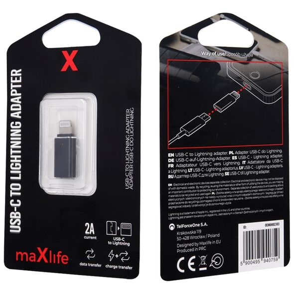 Maxlife USB-C to Lightning adapter 5900495940759