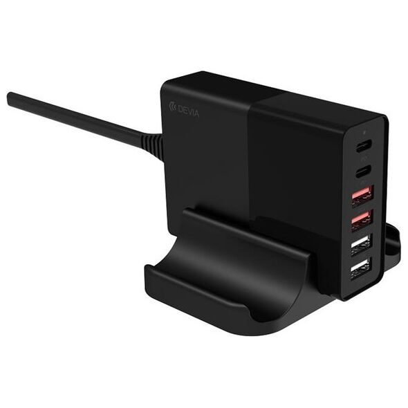 Devia wall charger Extreme PD QC 3.0 75W 2x USB-C 4x USB black 6938595359446
