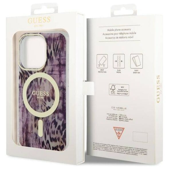 Original Case IPHONE 14 PRO Guess Hardcase Leopard MagSafe (GUHMP14LHLEOPWP) pink 3666339115692