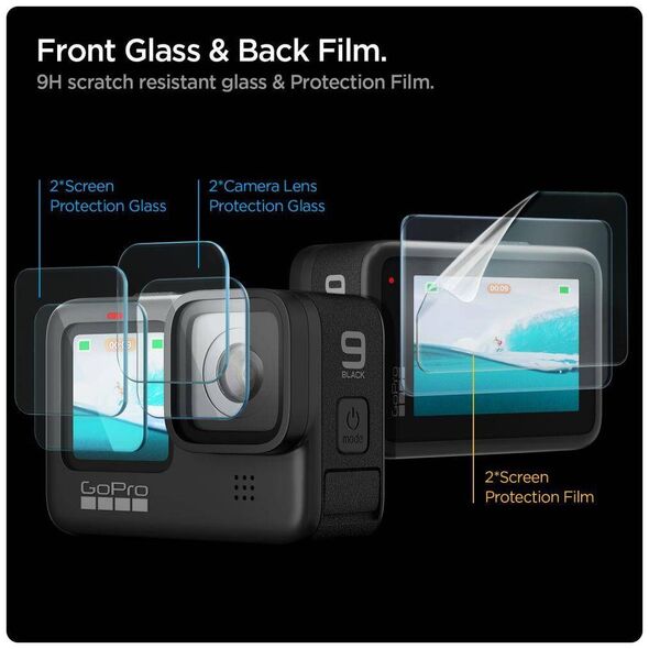 Tempered Glass GOPRO HERO 9 / 10 / 11 / 12 Spigen Glas.tr Slim + Film 2-Set Clear 8809756648113