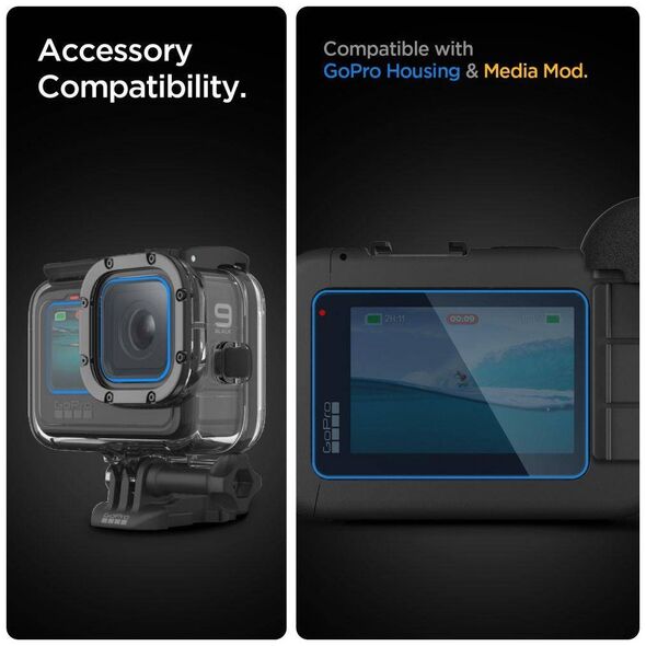 Tempered Glass GOPRO HERO 9 / 10 / 11 / 12 Spigen Glas.tr Slim + Film 2-Set Clear 8809756648113