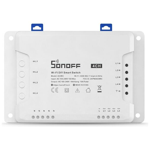 Sonoff 4CH R3 Smart Ενδιάμεσος Διακόπτης Wi-Fi σε Λευκό Χρώμα (M0802010003) (SONM0802010003) έως 12 άτοκες Δόσεις