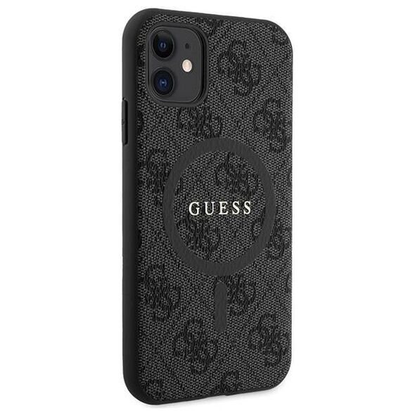 Original Case IPHONE 11 Guess Hardcase 4G Collection Leather Metal Logo MagSafe (GUHMN61G4GFRK) black 3666339226220