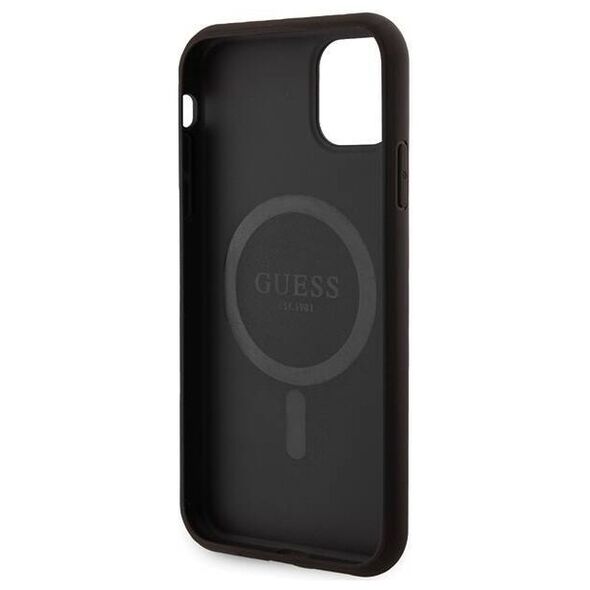 Original Case IPHONE 11 Guess Hardcase 4G Collection Leather Metal Logo MagSafe (GUHMN61G4GFRK) black 3666339226220