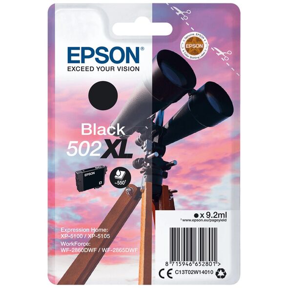 Epson Μελάνι Inkjet 502XL Black (C13T02W14010) (EPST02W140) έως 12 άτοκες Δόσεις