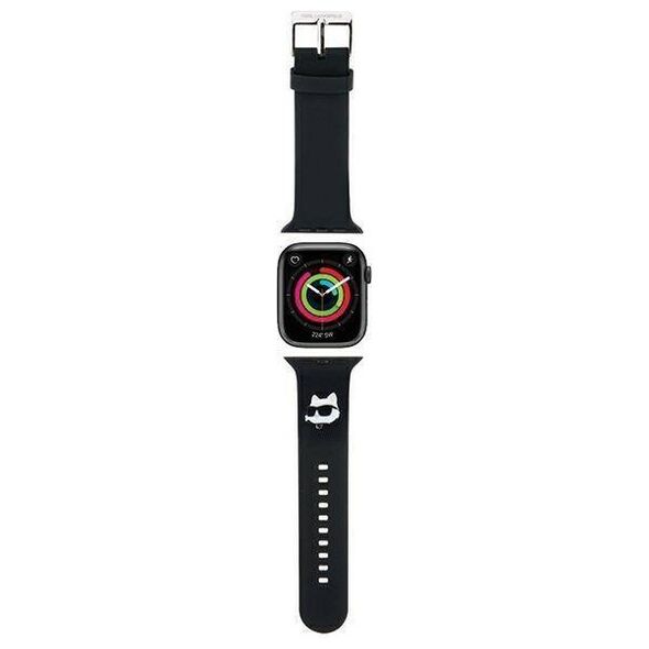 Strap for APPLE WATCH 4 / 5 / 6 / 7 / 8 / SE / ULTRA (42 / 44 / 45 / 49 MM) Karl Lagerfeld Strap 3D Rubber Choupette Head (KLAWLSLCNK) black 3666339190125