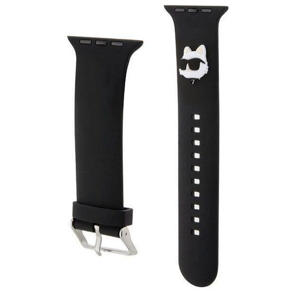 Strap for APPLE WATCH 4 / 5 / 6 / 7 / 8 / SE / ULTRA (42 / 44 / 45 / 49 MM) Karl Lagerfeld Strap 3D Rubber Choupette Head (KLAWLSLCNK) black 3666339190125