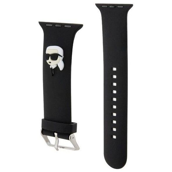Strap for APPLE WATCH 4 / 5 / 6 / 7 / 8 / SE / ULTRA (42 / 44 / 45 / 49 MM) Karl Lagerfeld Strap 3D Rubber Karl Head (KLAWLSLKNK) black 3666339127381