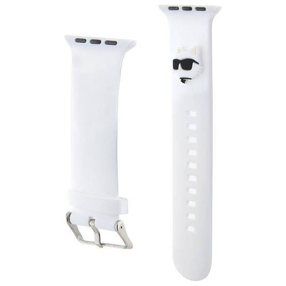 Strap for APPLE WATCH 4 / 5 / 6 / 7 / 8 / SE (38 / 40 / 41 MM) Karl Lagerfeld Strap 3D Rubber Choupette Head (KLAWMSLCNH) white 3666339190132