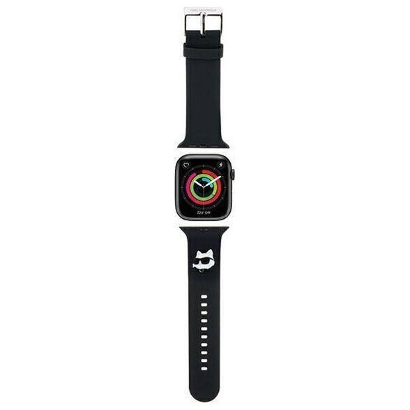 Strap for APPLE WATCH 4 / 5 / 6 / 7 / 8 / SE (38 / 40 / 41 MM) Karl Lagerfeld Strap 3D Rubber Choupette Head (KLAWMSLCNK) black 3666339190118