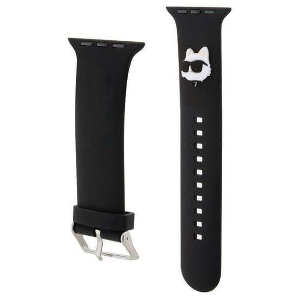 Strap for APPLE WATCH 4 / 5 / 6 / 7 / 8 / SE (38 / 40 / 41 MM) Karl Lagerfeld Strap 3D Rubber Choupette Head (KLAWMSLCNK) black 3666339190118