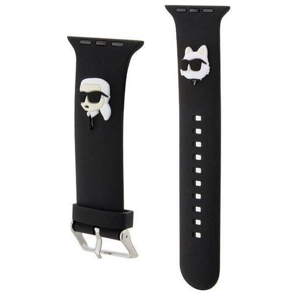 Strap for APPLE WATCH 4 / 5 / 6 / 7 / 8 / SE (38 / 40 / 41 MM) Karl Lagerfeld Strap 3D Rubber Karl&Choupette Heads (KLAWMSLKCNK) black 3666339190071