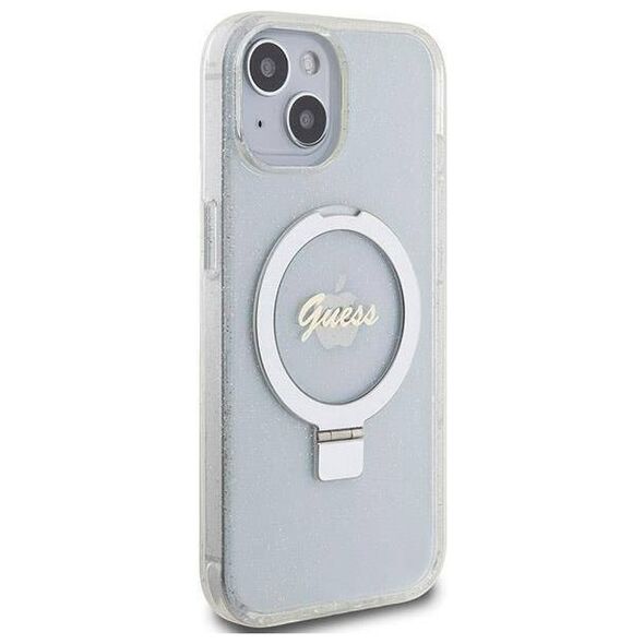 Original Case IPHONE 13 / 14 / 15 Guess Hardcase Ring Stand Script Glitter MagSafe (GUHMP15SHRSGSD) transparent 3666339156602
