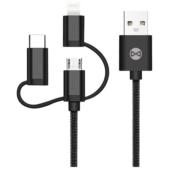 Forever 3in1 cable USB - Lightning + USB-C + microUSB 1,0 m 1,5A black 5900495620248