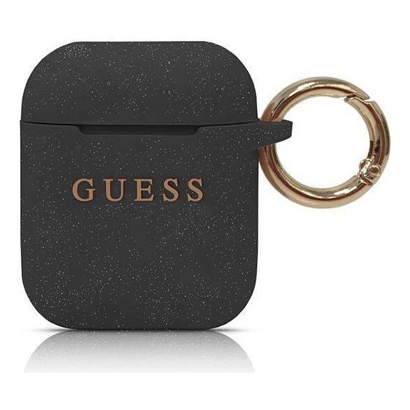 Original Case APPLE AIRPODS Guess Silicone Glitter (GUACCSILGLBK) black 3700740463796