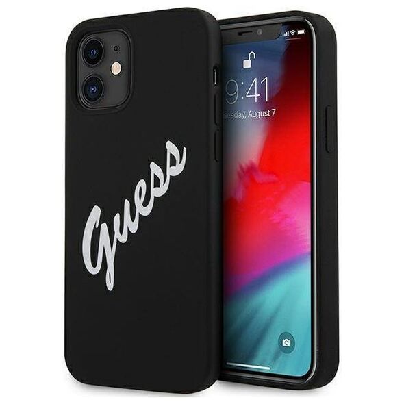 Original Case IPHONE 12 MINI Guess Hardcase Silicone Vintage (GUHCP12SLSVSBW) black 3700740495278