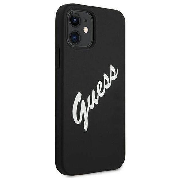 Original Case IPHONE 12 MINI Guess Hardcase Silicone Vintage (GUHCP12SLSVSBW) black 3700740495278