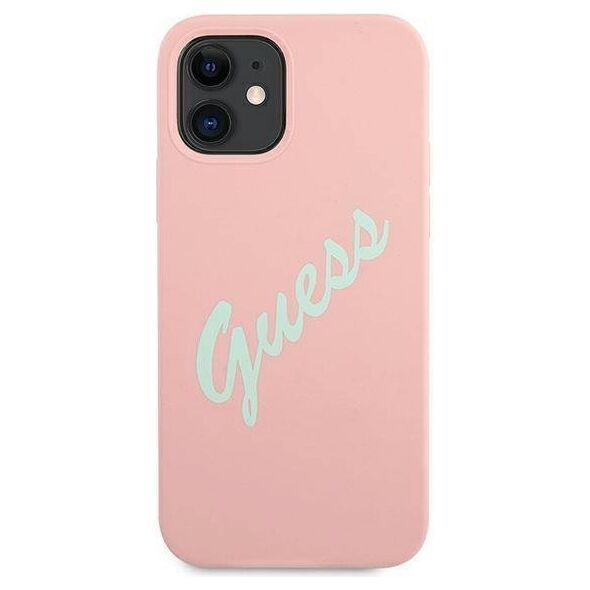 Original Case IPHONE 12 MINI Guess Hardcase Silicone Vintage (GUHCP12SLSVSPG) pink 3700740495186