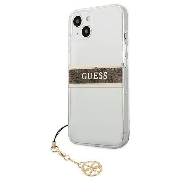 Original Case IPHONE 13 MINI Guess Hardcase 4G Brown Strap Charm (GUHCP13SKB4GBR) transparent 3666339023393
