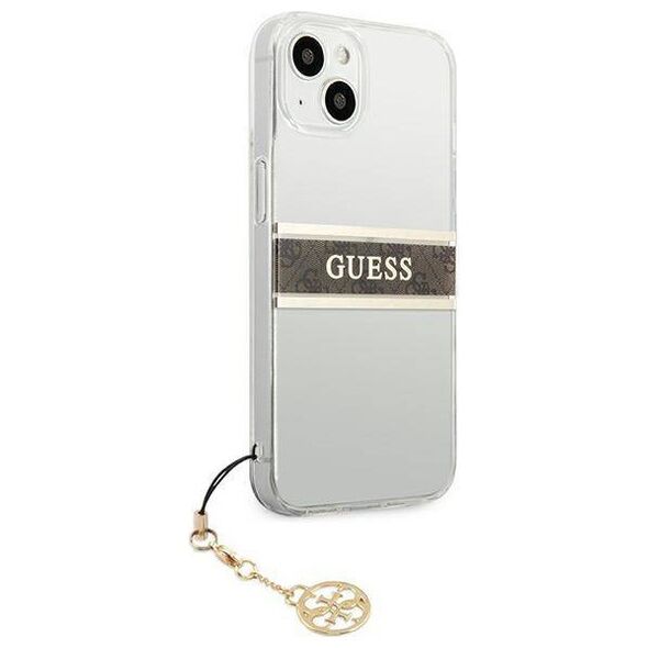 Original Case IPHONE 13 MINI Guess Hardcase 4G Brown Strap Charm (GUHCP13SKB4GBR) transparent 3666339023393