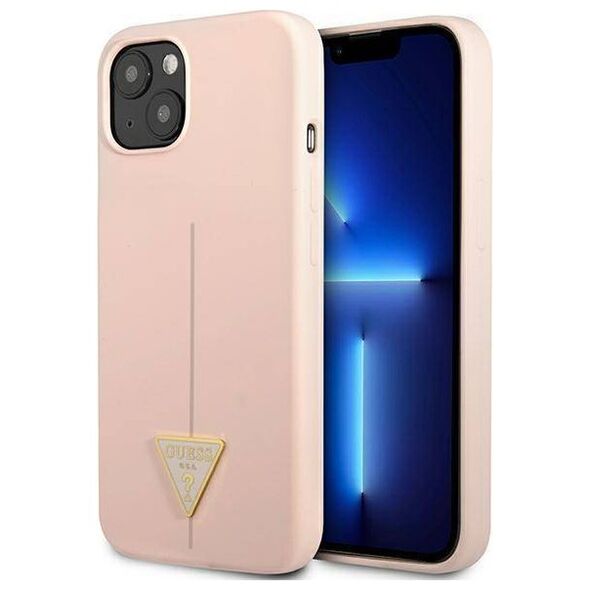 Case IPHONE 13 MINI Guess Hardcase Silicone Triangle (GUHCP13SSLTGP) pink 3666339040994