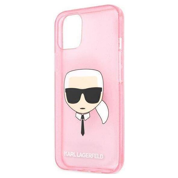Original Case IPHONE 13 MINI Karl Lagerfeld Hardcase Glitter Karl`s Head (KLHCP13SKHTUGLP) pink 3666339027537