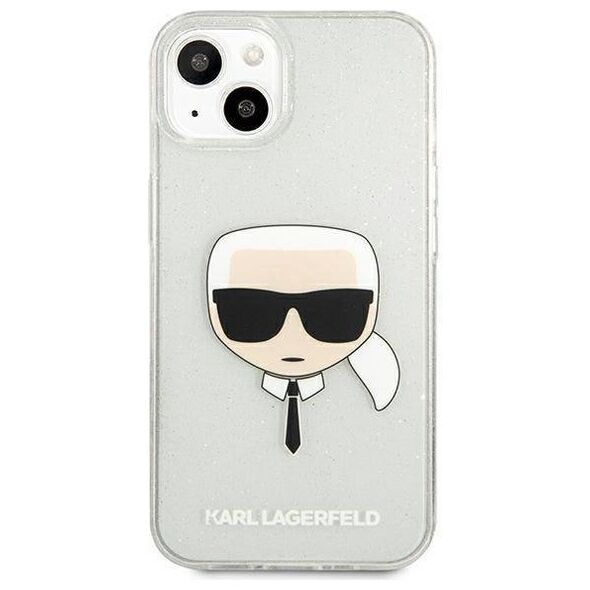 Original Case IPHONE 13 MINI Karl Lagerfeld Hardcase Glitter Karl`s Head (KLHCP13SKHTUGLS) silver 3666339027452