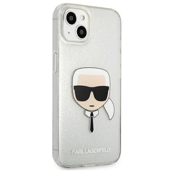 Original Case IPHONE 13 MINI Karl Lagerfeld Hardcase Glitter Karl`s Head (KLHCP13SKHTUGLS) silver 3666339027452