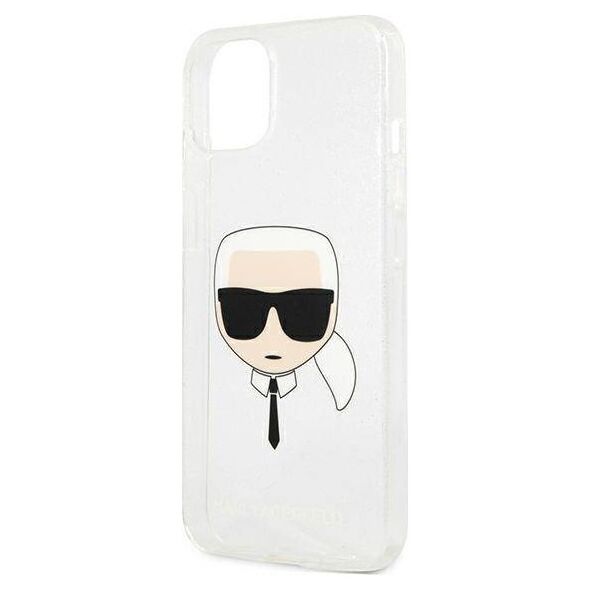 Original Case IPHONE 13 MINI Karl Lagerfeld Hardcase Glitter Karl`s Head (KLHCP13SKHTUGLS) silver 3666339027452