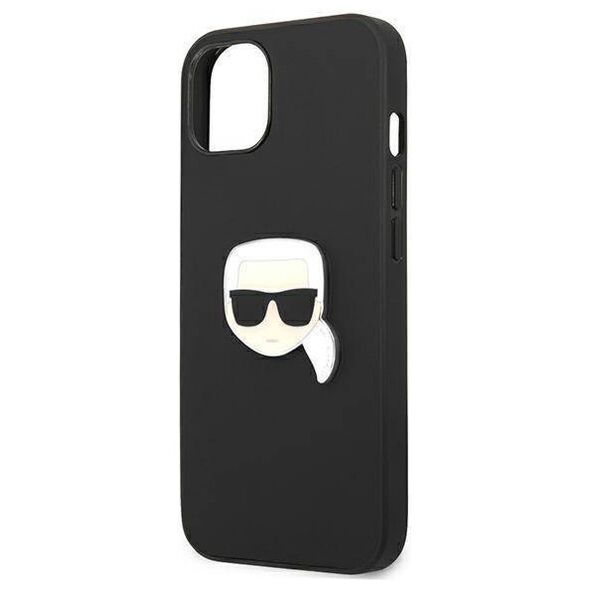 Original Case IPHONE 13 MINI Karl Lagerfeld Hardcase Leather Ikonik Karl`s Head Metal (KLHCP13SPKMK) black 3666339028497