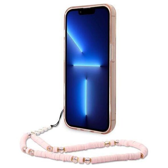 Original Case IPHONE 14 PRO MAX Guess Hardcase Translucent Pearl Strap pink 3666339064310