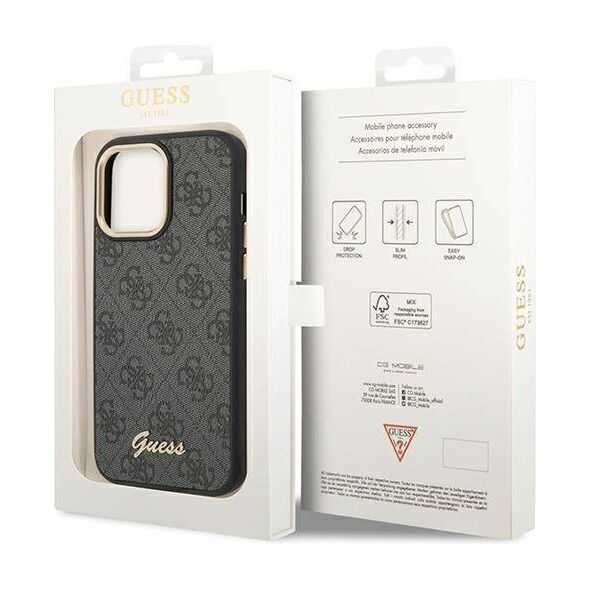 Original Case IPHONE 14 PRO MAX Guess Hard Case 4G Vintage Gold Logo (GUHCP14XHG4SHK) black 3666339065232