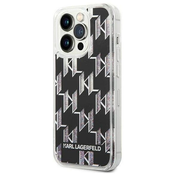 Original Case IPHONE 14 PRO Karl Lagerfeld Hardcase Liquid Glitter Monogram (KLHCP14LLMNMK) black 3666339076252