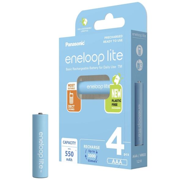 Panasonic Eneloop Lite Επαναφορτιζόμενες Μπαταρίες AAA Ni-MH 550mAh 1.2V 4τμχ (8214261) (PAN8214261) έως 12 άτοκες Δόσεις