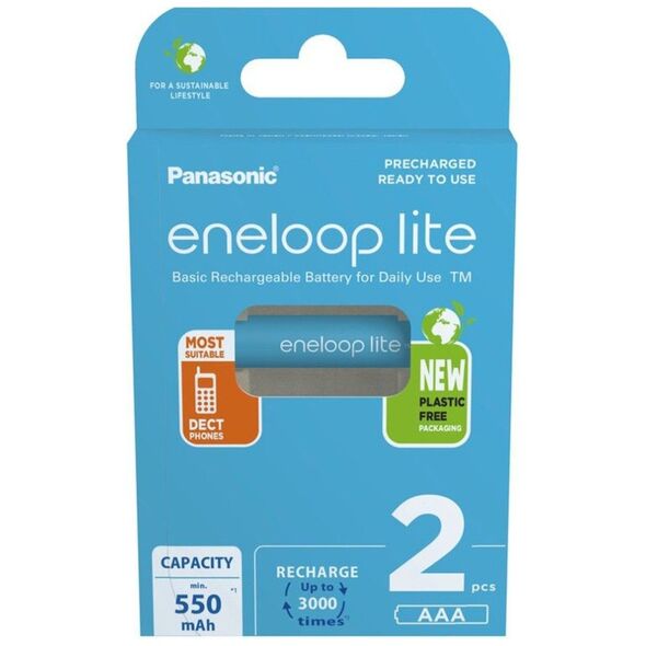 Panasonic Eneloop Lite Επαναφορτιζόμενες Μπαταρίες AAA Ni-MH 550mAh 1.2V 2τμχ (8212625) (PAN8212625) έως 12 άτοκες Δόσεις