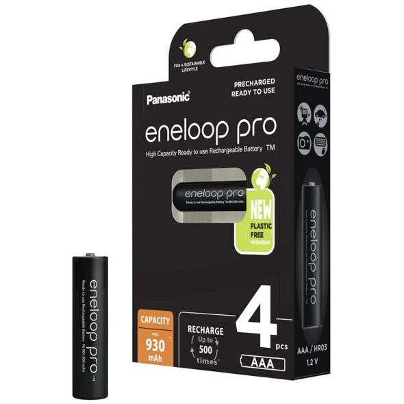 Panasonic Eneloop Pro Επαναφορτιζόμενες Μπαταρίες AAA Ni-MH 930mAh 1.2V 4τμχ (8607546) (PAN8607546) έως 12 άτοκες Δόσεις