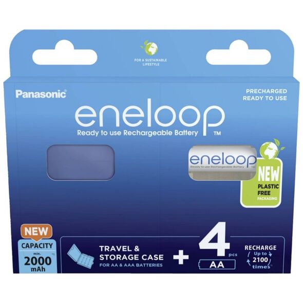 Panasonic Eneloop & Storage Case Επαναφορτιζόμενες Μπαταρίες AA Ni-MH 2000mAh 1.2V 4τμχ (39067927) (PAN39067927) έως 12 άτοκες Δόσεις