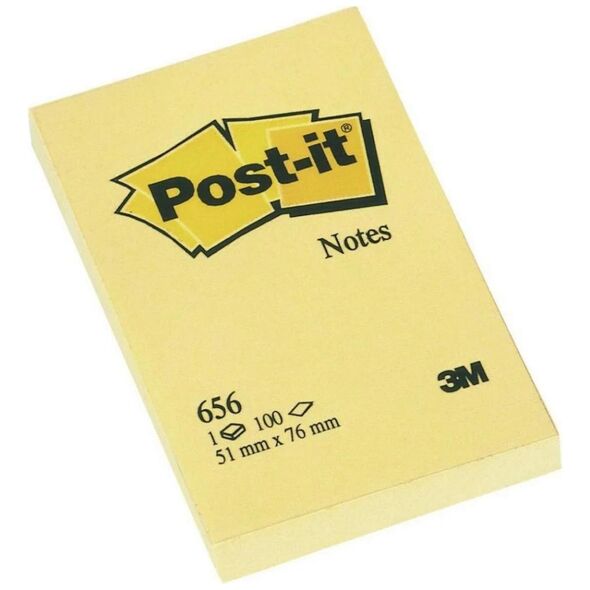 Αυτοκόλλητα Χαρτάκια 3M Post-it 76 x 51 mm (Κίτρινα) (1200 Φύλλα) (Πακέτο των 12) (656CY) (MMM656CY) έως 12 άτοκες Δόσεις
