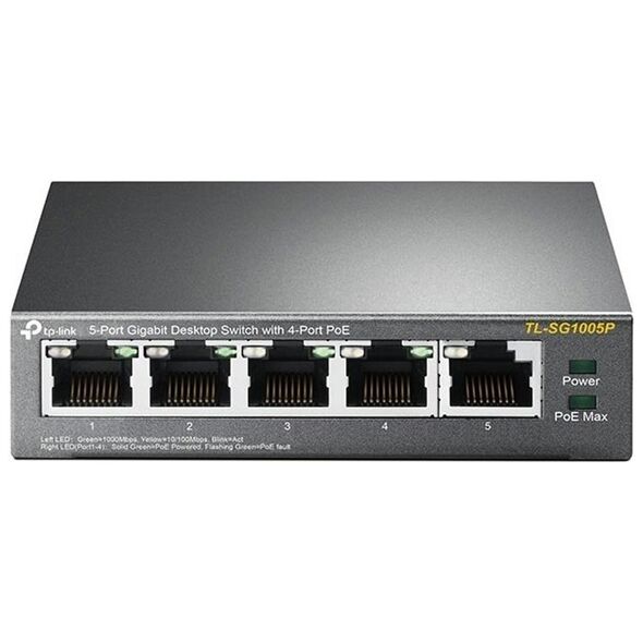TP-LINK 5-Port Gigabit Desktop Switch with 4-Port PoE V2 (TL-SG1005P) (TPTL-SG1005P) έως 12 άτοκες Δόσεις
