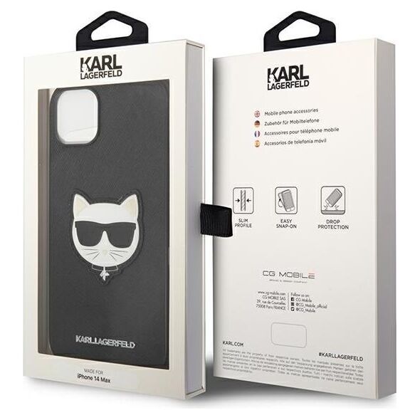Karl Lagerfeld case for iPhone 14 Pro Max 6,7&quot; KLHCP14XSAPCHK black PU Saffiano case with Choupette Head Patch 3666339076986