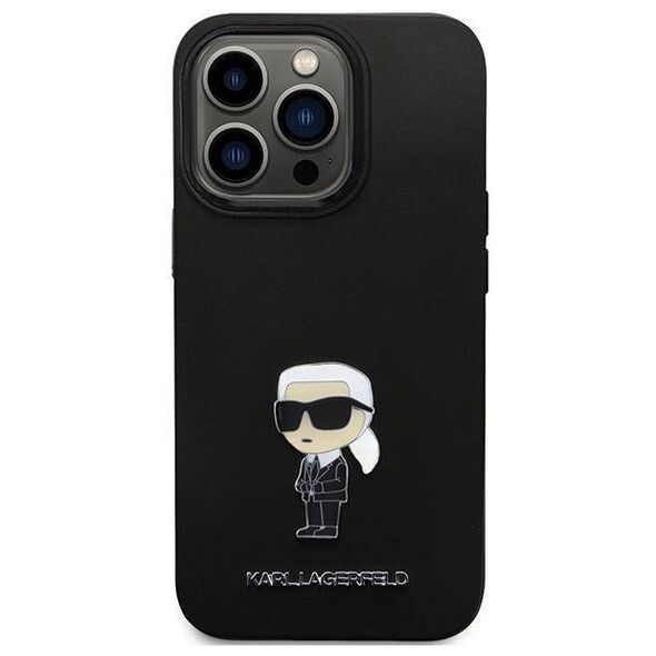 Original Case IPHONE 14 PRO MAX Karl Lagerfeld Silicone Ikonik Metal Pin (KLHCP14XSMHKNPK) black 3666339165987