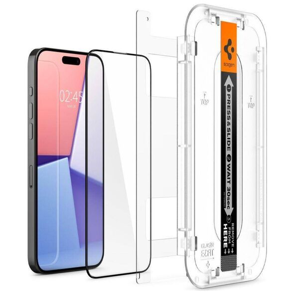 Tempered Glass APPLE IPHONE 15 PRO MAX Spigen Glas.tr "EZ Fit" FC black 8809896752039