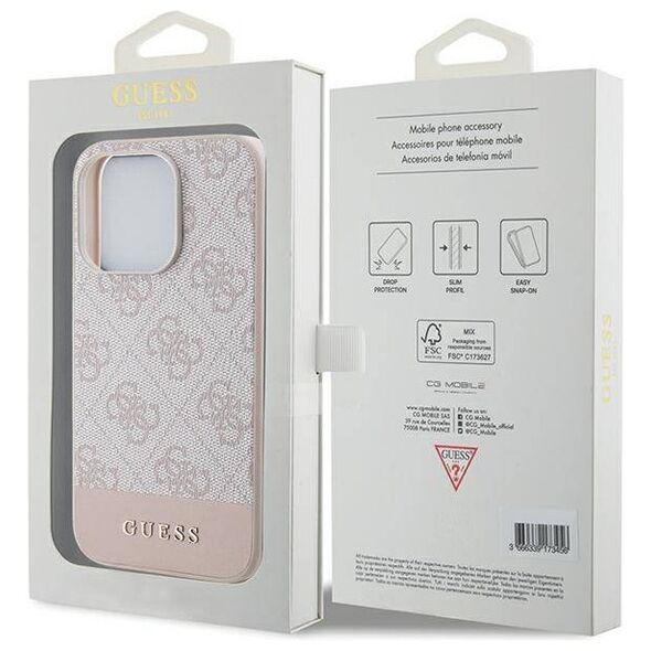 Original Case APPLE IPHONE 15 PRO Guess Hardcase 4G Stripe Collection (GUHCP15LG4GLPI) pink 3666339203429