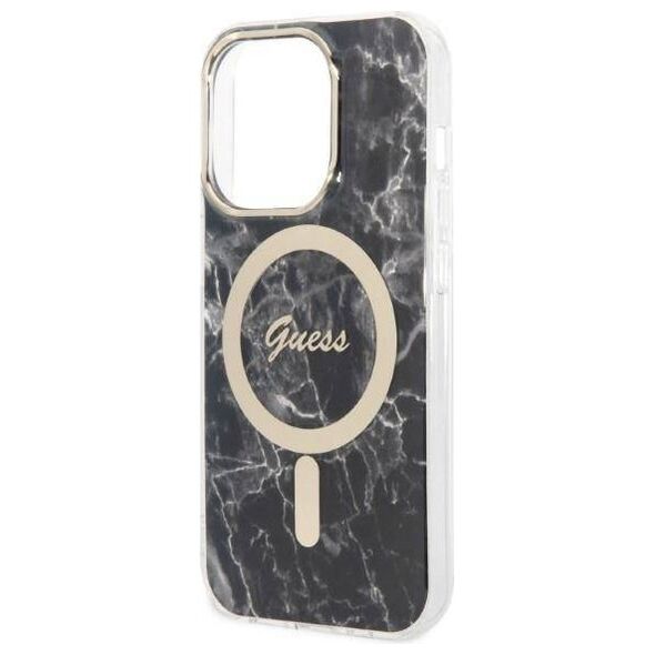 Original Case IPHONE 14 PRO MAX Guess Hardcase Marble MagSafe + Wireless Charger (GUBPP14SHMEACSH) black 3666339103149