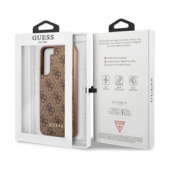 Original Case SAMSUNG GALAXY S23 Guess Hard Case 4G Metal Gold Logo (GUHCS23SG4GFBR) brown 3666339116989