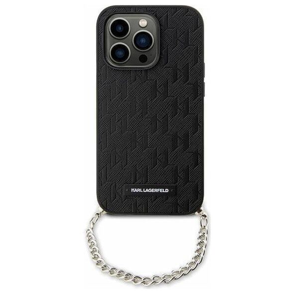 Original Case IPHONE 14 Karl Lagerfeld Hardcase Saffiano Monogram Chain (KLHCP14SSACKLHPK) black 3666339122867