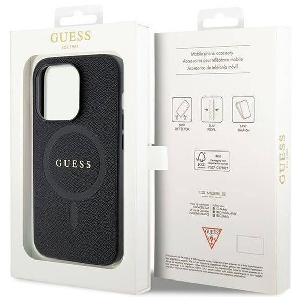 Original Case IPHONE 14 PRO Guess Hardcase Saffiano MagSafe (GUHMP14LPSAHMCK) black 3666339155742